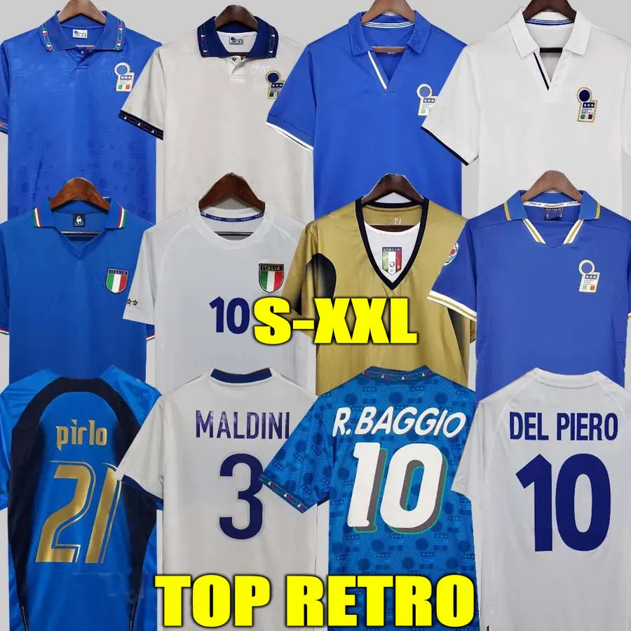 1998 Retro Baggio Maldini JERSEYS DE FUTEBOL 1990 1996 1982 ROSSI Schillaci Totti Del Piero 2006 Pirlo Inzaghi buffon Itália Cannavaro