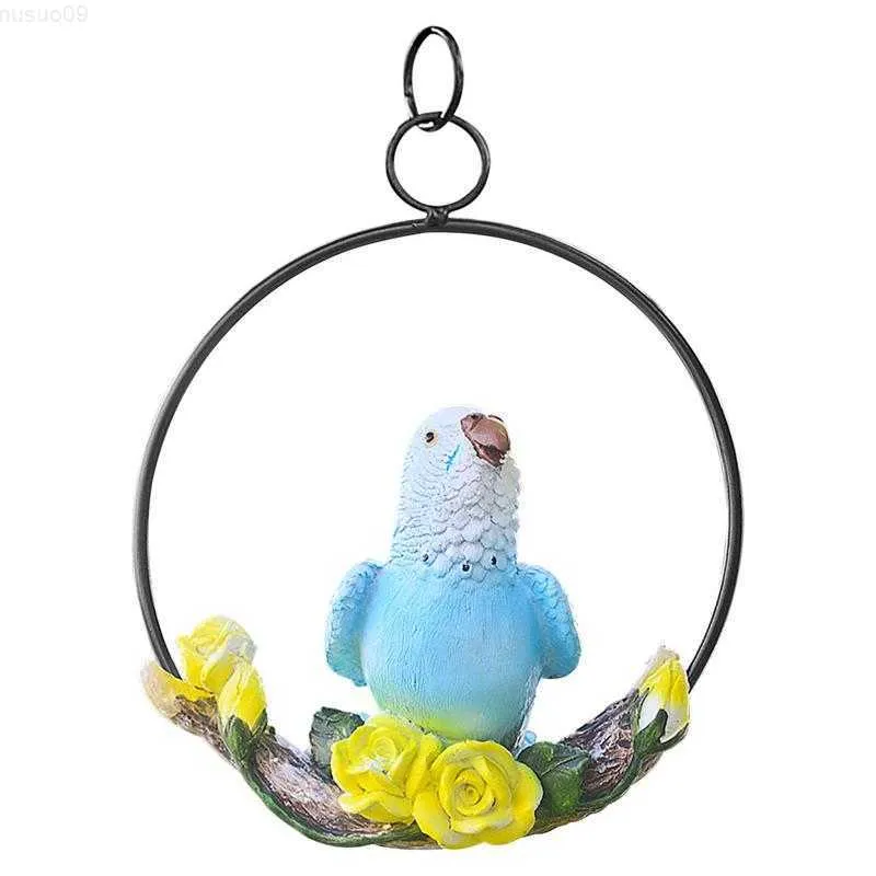 Décorations De Jardin Creative Hanging Artificielle Perroquet Statue Perche Sur Anneau En Métal Oiseaux Modèle Ornement De Pelouse Anneau De Fer Perroquet Maison Jardin Décoration L230715