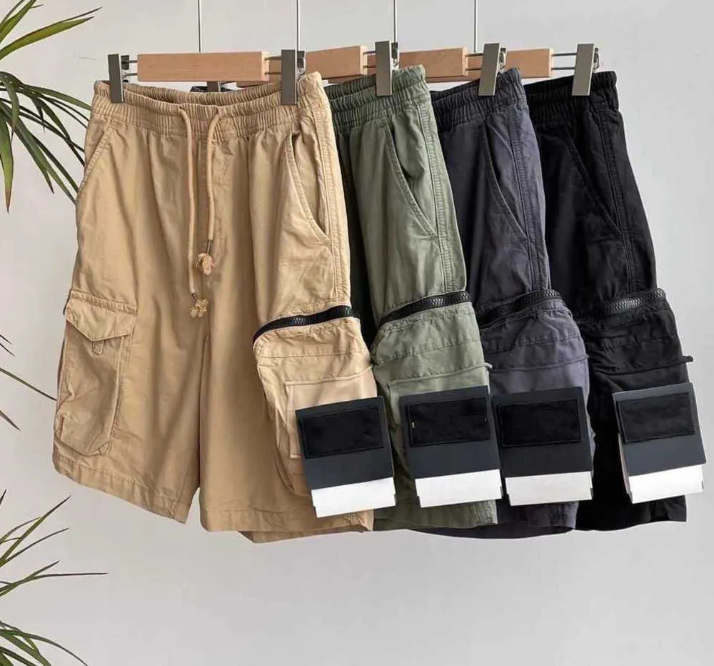 Men's Shorts Mens Designer Pockets Work Five piece Pants Stones Island Womens Summer Sweat Multi function Thigh Short Casual Loose High Motion current 569ess