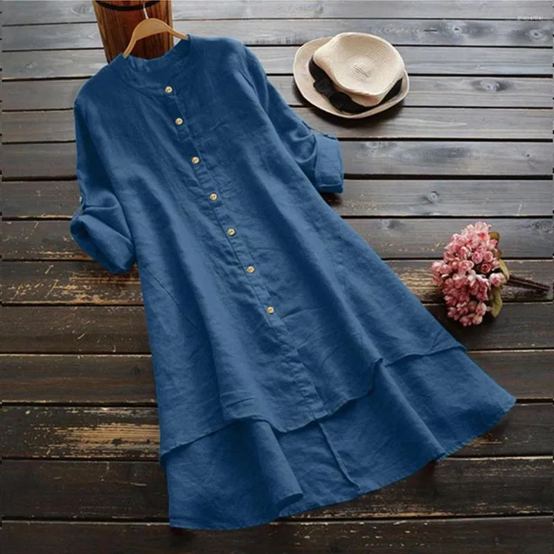 Summer Casual Cotton Linen Dress For Women Linen Pullover Shirt