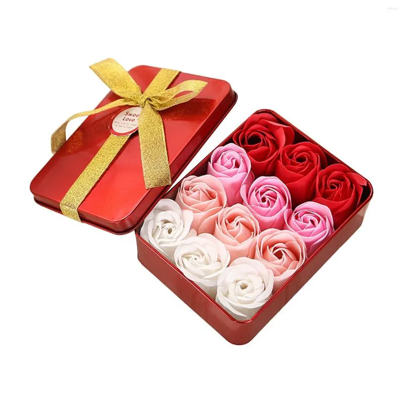 Decorative Flowers 12PCS Artificial Soap Rose Simulation Flower Romantic Valentine Day Gift With Box Party Wedding Decoration Mother's