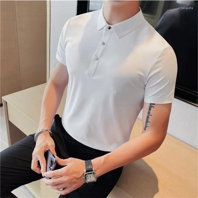 Heren Polo Plus Size 4XL-M Zomer Ijs Zijde Naadloze Korte Mouw Polo Shirt Voor 2023 Slim Fit Casual Revers T-shirt