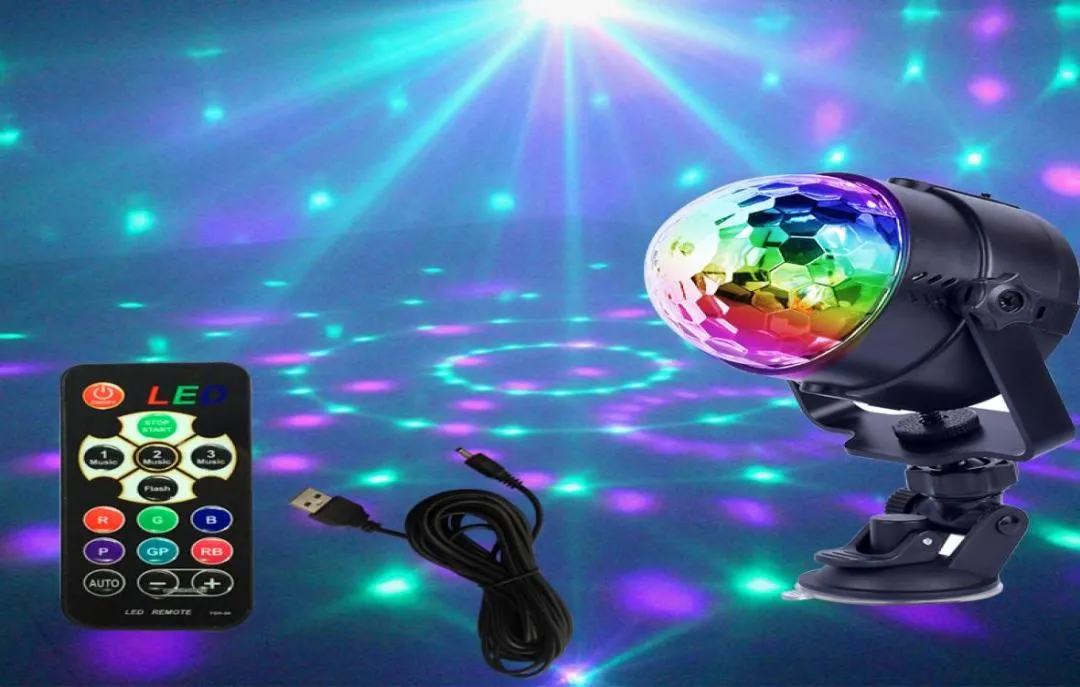 Rotary Disco Ball LED Feestverlichting 5V USB Opladen Geluid Geactiveerd Stroboscoop Kerst LED DJ Staging Verlichting Effect voor Auto D2989048