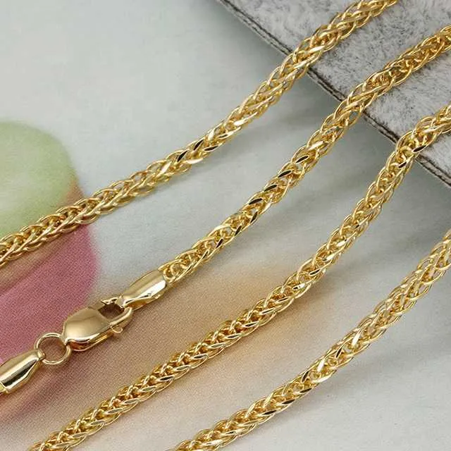 Pendant Necklaces Xinfly Bulk Sale Trendy new design Pure real Chopin chain Clavicle solid 18K Yellow Gold Chain