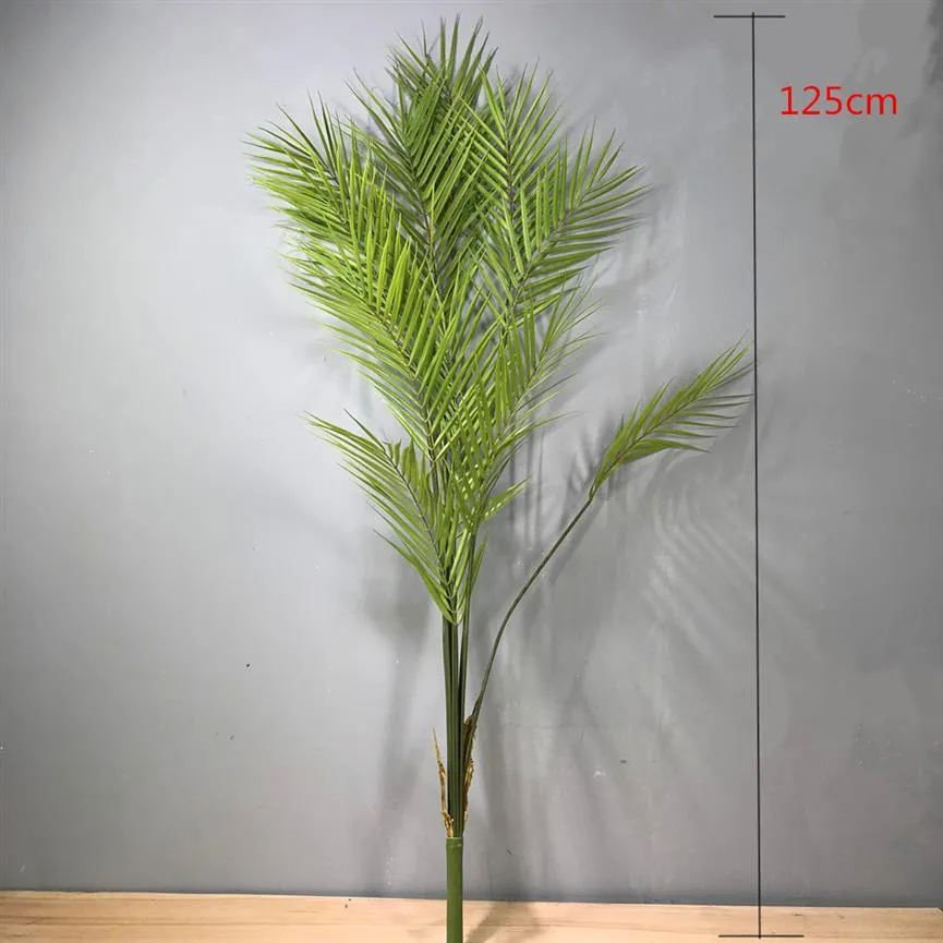 125cm13 gaffel konstgjorda stora sällsynta palmträd gröna livliga tropiska växter inomhus plast stora krukväxter hem kontor dekor c0274w