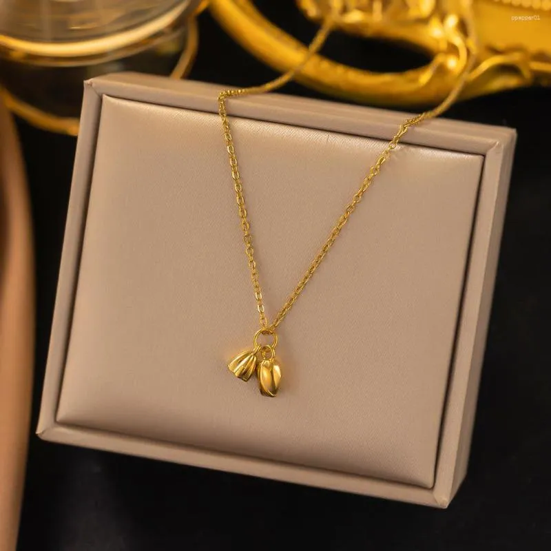 Collane con ciondolo Trend Collana di fiori di semi di loto classico cinese per donne Ragazze Catene per clavicola in acciaio inossidabile Regalo di gioielli per feste