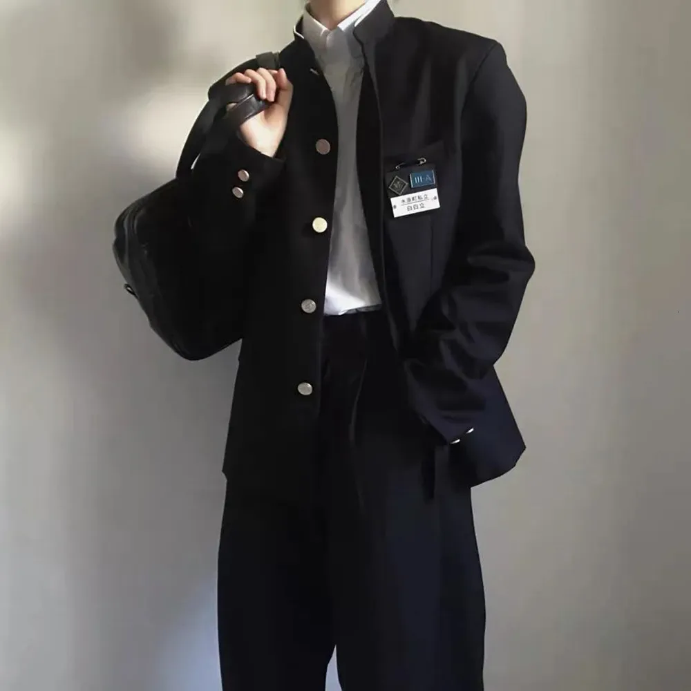 Men s kostymer blazers japansk college uniform jacka stående krage kostym över våren sommar vind trend män täcka skola 230715