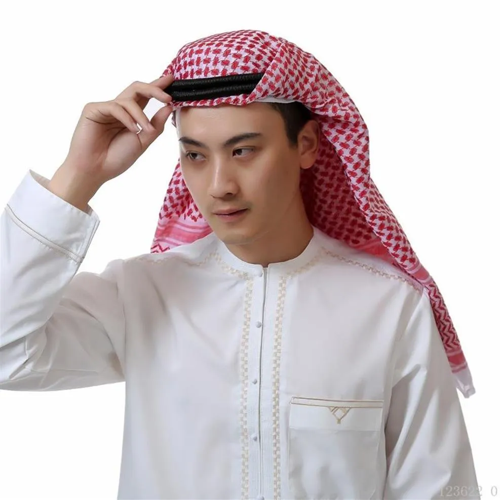 Moda muçulmana shemagh Agal Homens Islã Árabe Hijab Cachecol Islâmico Muçulmano Árabe Keffiyeh Árabe Conjuntos de Capa de Cabeça A51608282T