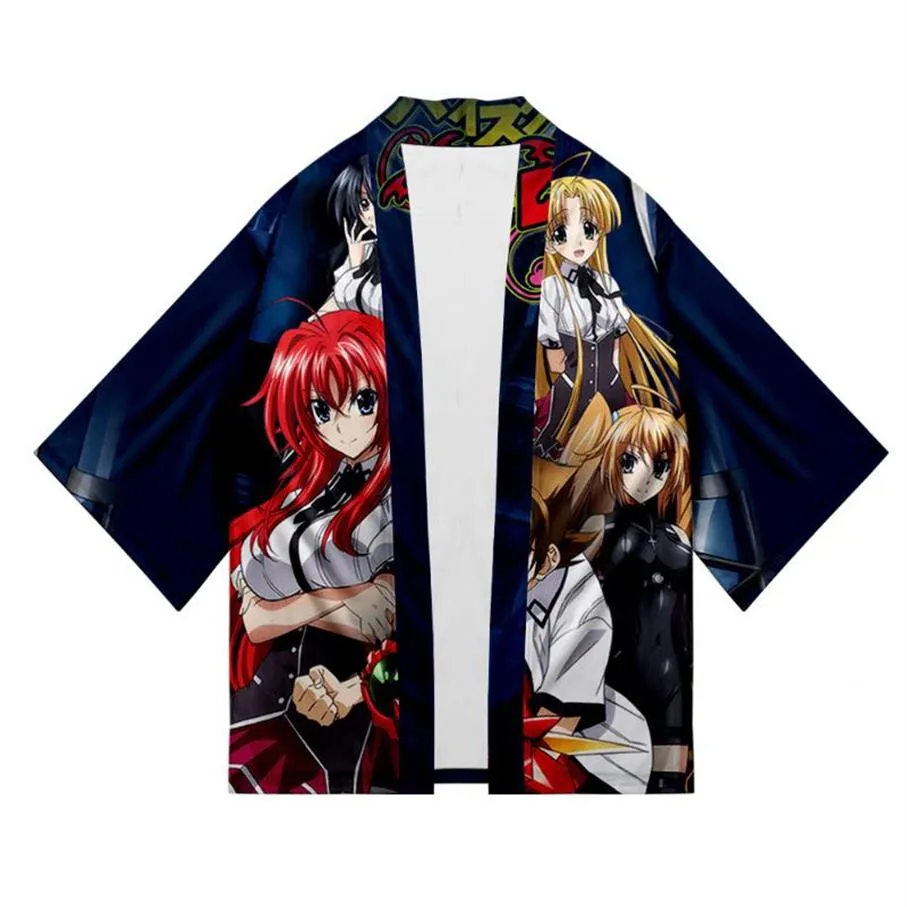 Highschool DxD Hyoudou Issei Rias Gremory Asia Argento 3D Estate Donna Uomo Camicetta manica tre quarti Streetwear Stile Kimono Eth2926