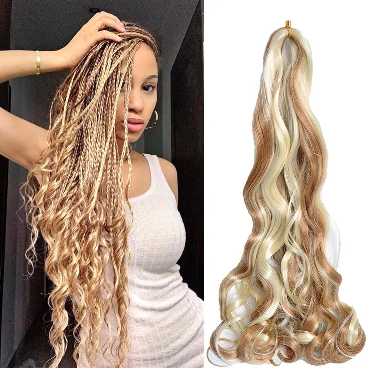 Французские вьющиеся волосы, 22 дюйма, Bouncy Culy Braiding Hair, 75 г/упаковка, LS04