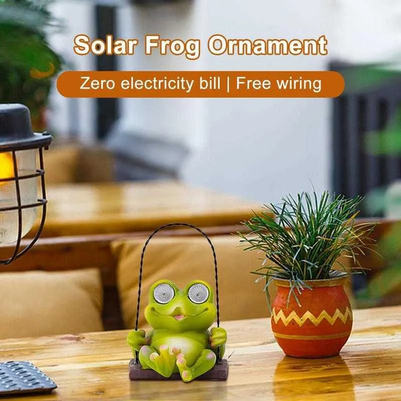 Garden Decorations Solar Frog Lamp Cute Frog Figurine Solar Light