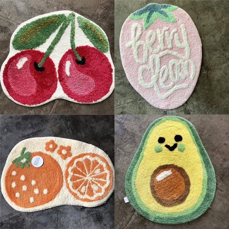 Tapijt Kers Oranje Avocado Aardbei Fruit Vormige Cartoon Keuken Mat Antislip Slaapkamer Vloer Tapijt Hal Tapijt Entree Deurmat 230714