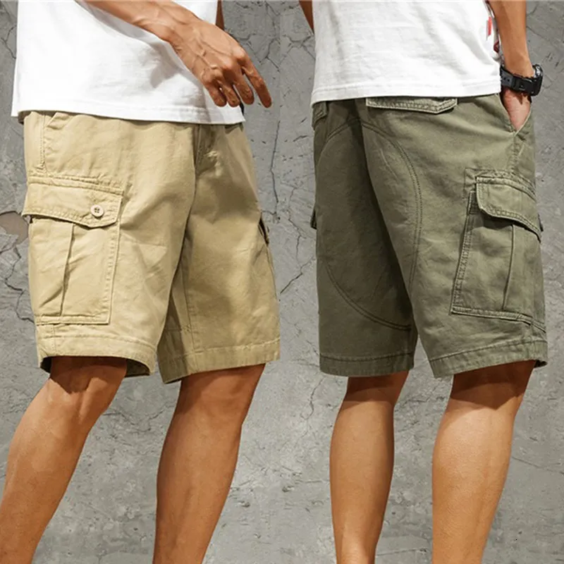 Pantalones cortos para hombre Verano Algodón Cargo Hombres Camuflaje Camuflaje Casual Multibolsillo Baggy Streetwear Hip Hop Militar Táctico 230714