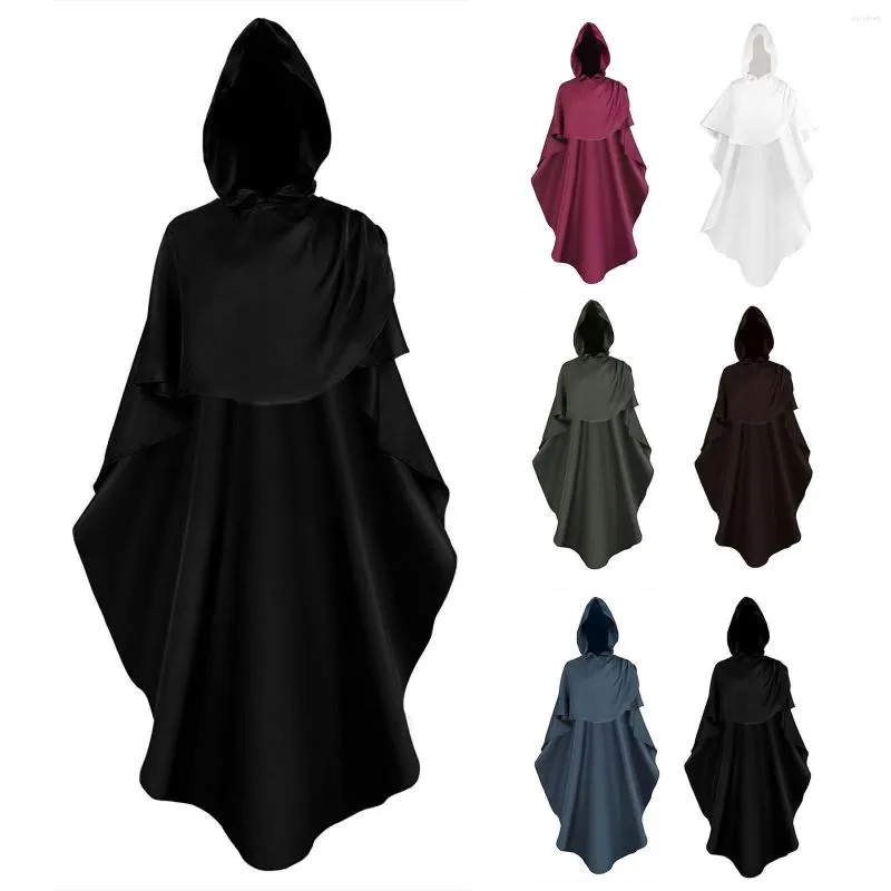 Hommes Trench-Coats Unisexe À Capuche Cape Cape Halloween Gothique Punk Style Hoodies Pull Robe Vintage Lâche Fluide Médiéval Costume