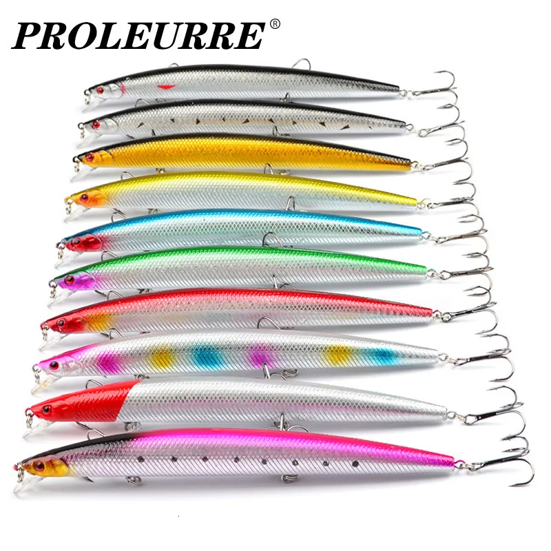 Baits Lures 10pcs/Lot Mixed Color Minnow Fishing Lures Set 18cm 24g High Carbon Steel Treble Hooks Lifelike Fake Bait Bass Wobbler Crankbait 230715