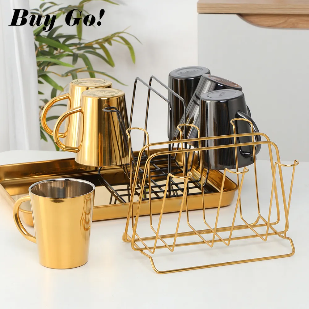 Cooking Utensils 18PCS Stainless Steel Drinkware Coffee Mug Portable Milk Tea Cups With Cup Storage Holder Desktop Food Dessert Plate Kitchen 230714