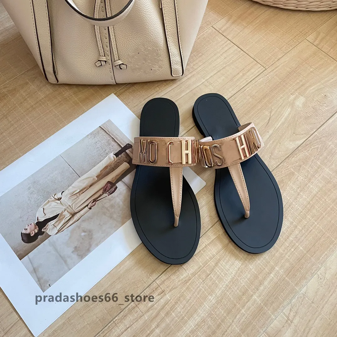 2023 mode kvinnors skor sommar ny design flip-flops kvinnlig kontra mode lyx varumärke avslappnade platt strand sandaler mosc