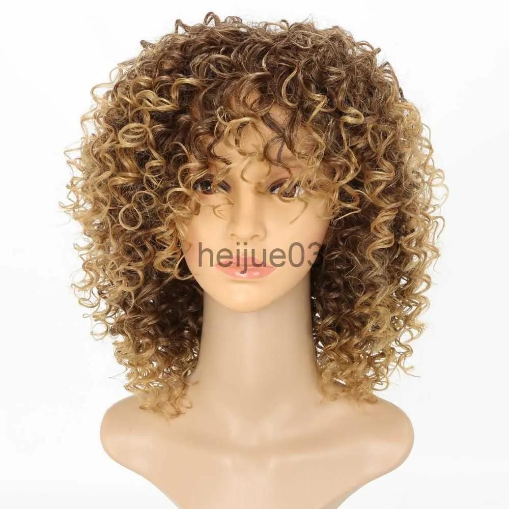 Synthetische Pruiken Luxe Voor Vlechten Hittebestendige Vezel 14 "Ombre Blonde Kleur Afro Kinky Krullend Hoge Temperatuur Synthetische pruiken x0715