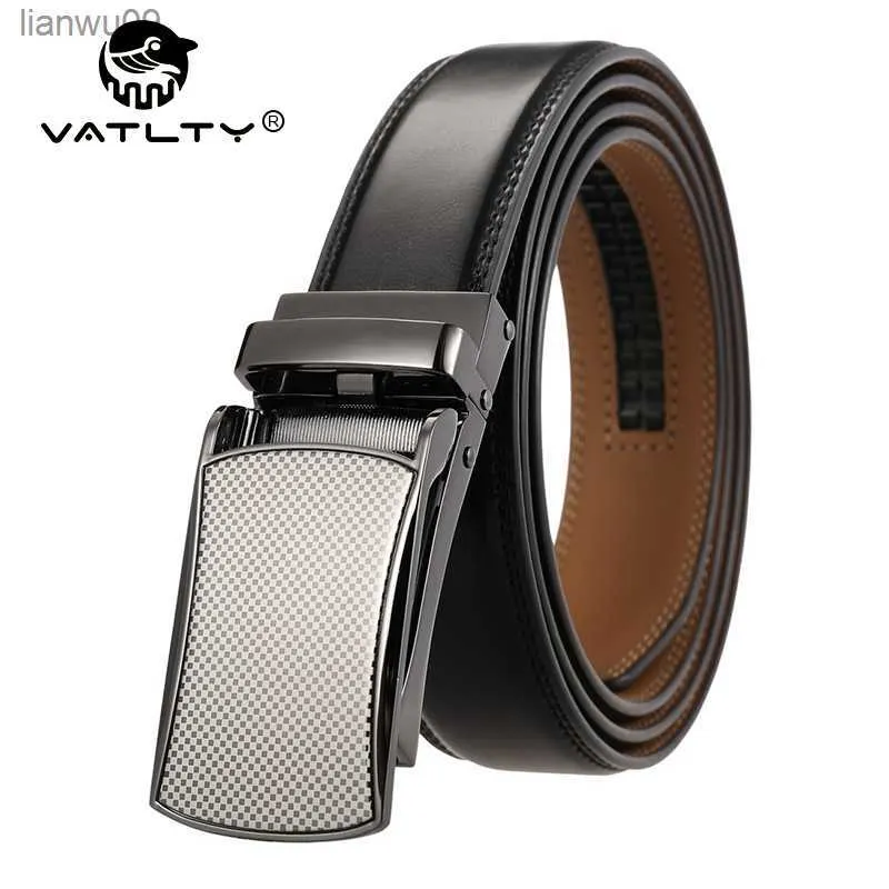 VATLTY 31mm Leather Belts for Men Alloy Automatic Buckle Without Holes Men Brown Belt Natural Cowhide Suit Belt Male L230704