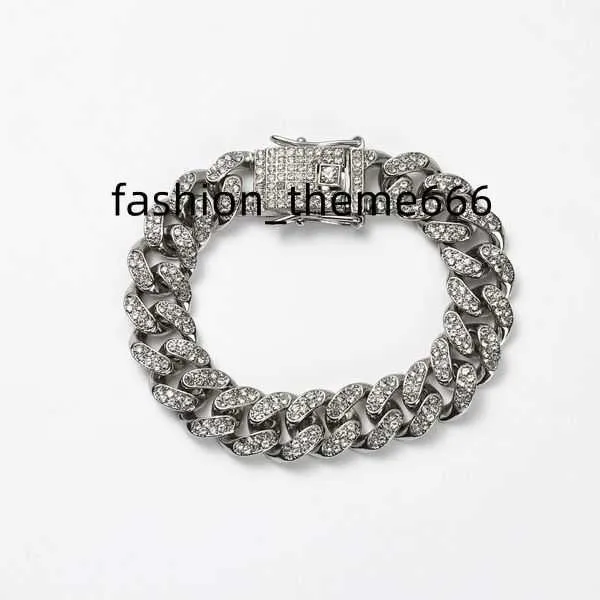 Chains Hiphop Chain Cuban Link Bracelets Necklace for Men And Women Full Diamond Stone Silver Gold Jewelry Female chain necklace