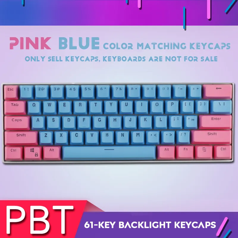 61 Key Set PBT Keycaps Ansi 60% Computer Gamer Mechanical Keyboard Cap  Backlight OEM Miami DOLCH GK61 SK61 Anne pro 2 RK61 K617 - AliExpress