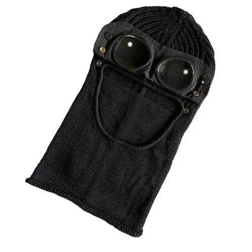 3 Farben Zwei Linsen Windschutz Kapuze Mützen Outdoor Baumwolle gestrickt winddicht Männer Gesichtsmaske lässig männlich Schädelkappen Hüte schwarz grau Arm3103685