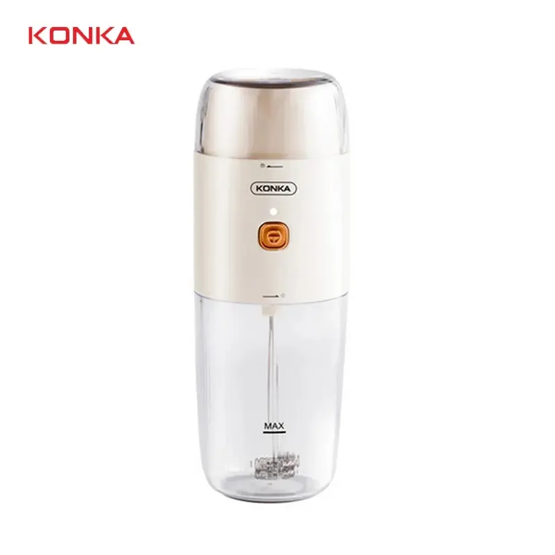 1 st, Konka Portable 3 In1 kaffekvarnelektrisk mjölk Frother Coffee Cup Beans Beater USB Laddning Vispverktyg