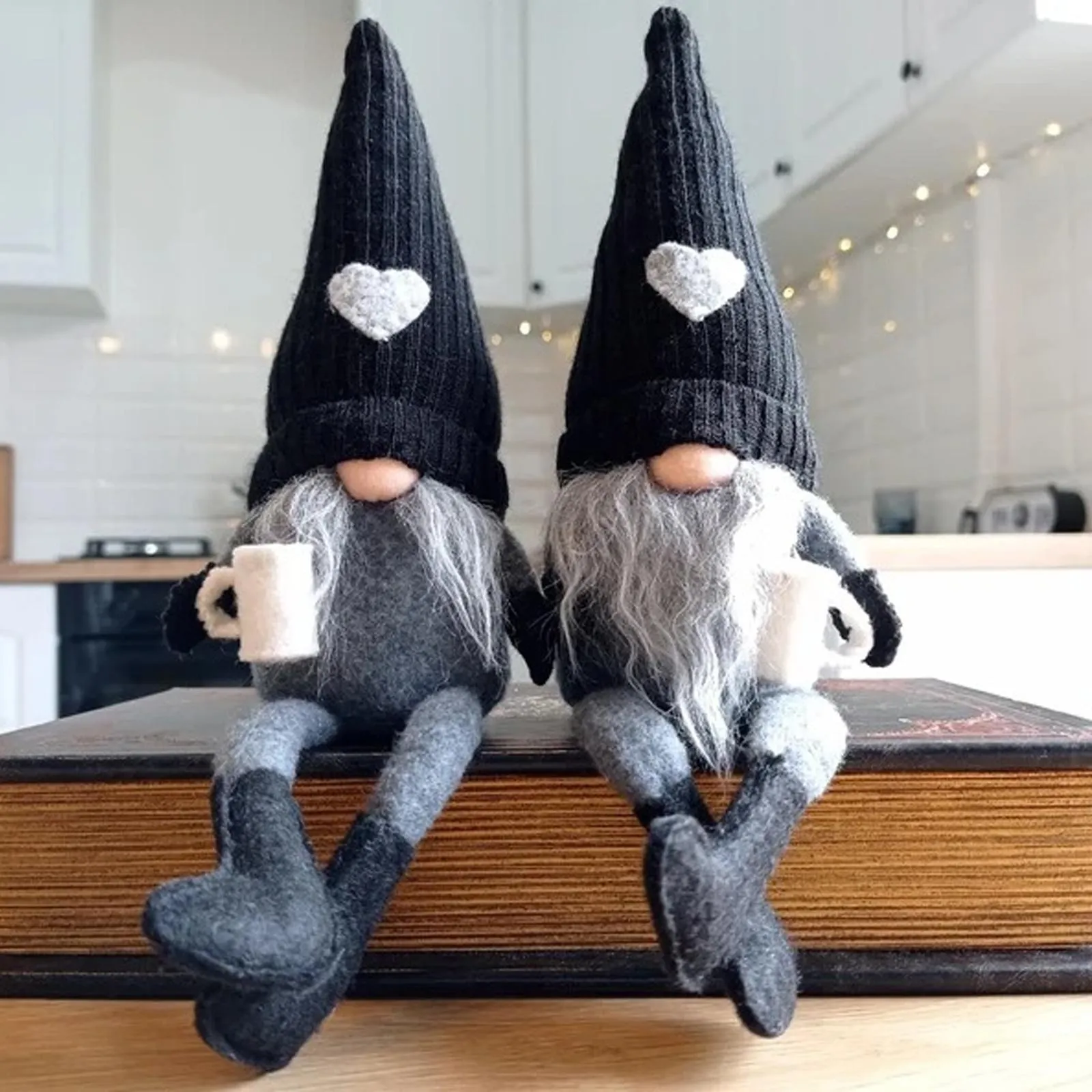 Juldekorationer Kaffe Gnome dockor Kaffe nissar Plush Coffee Bar Decoration för Farmhouse Kitchen Plush Doll för hemmet