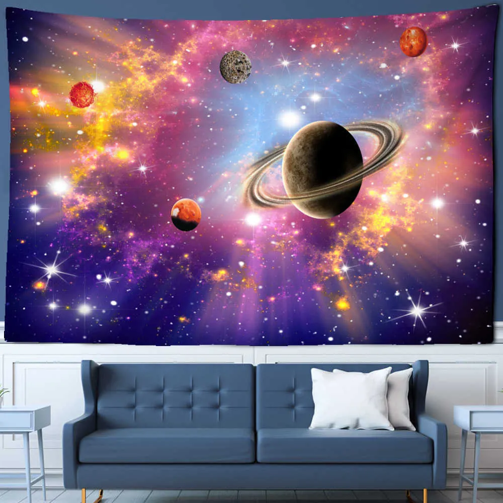 Tapestries Dome Cameras Cosmic Galaxy Tapestry Mars Moon Wall Hanging Star Tapestry Home Decor Polyester Table Cover Forest Night Tapestry