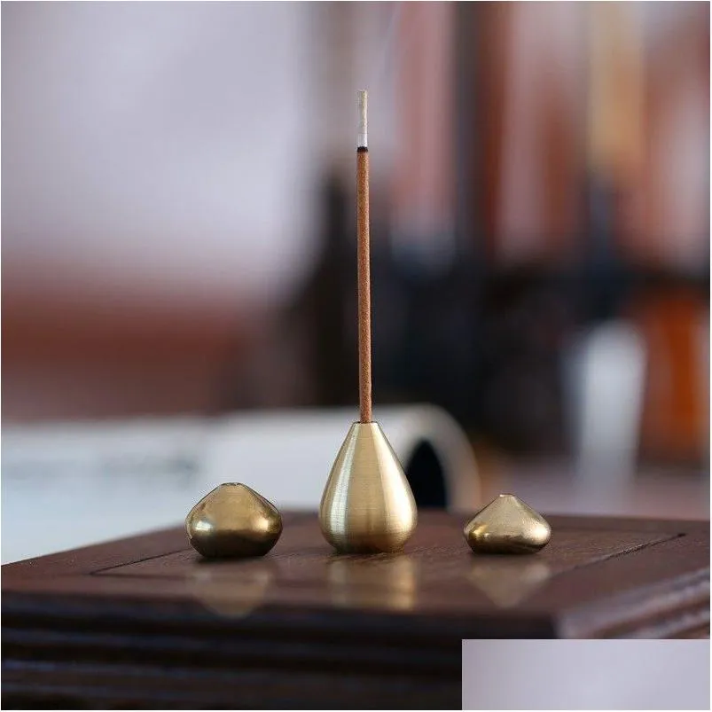 Fragrance Lamps Water Drop Shape Incense Stick Holder Brass Small Censer Accessories Mini Copper Home Decor 272 N2 Delivery Garden F Dhkvg