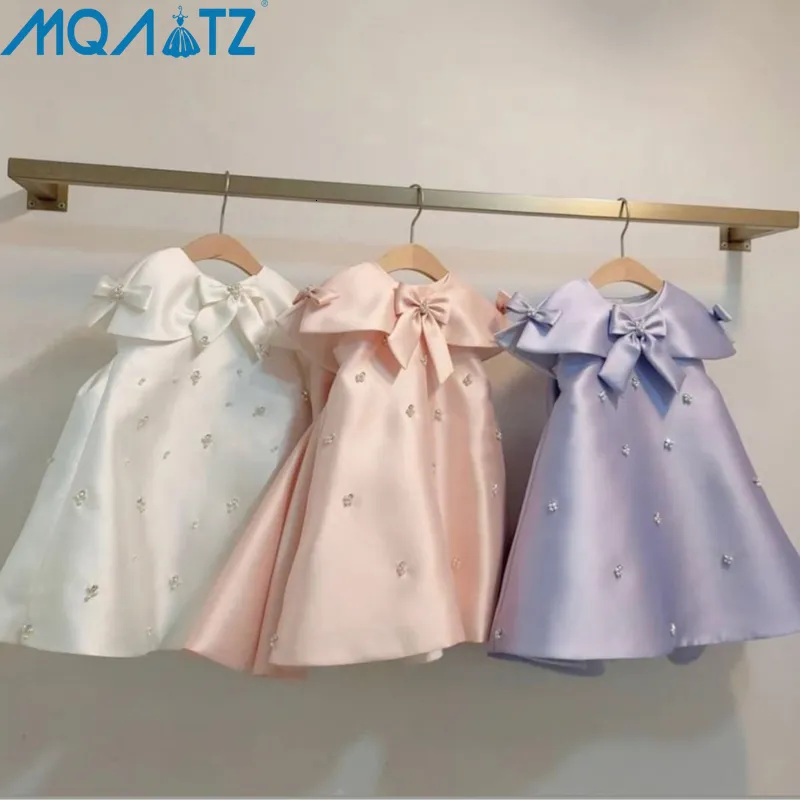 Girl's Dresses MQATZ Summer Dress 1 Year Kids Tutu Bow born Christening Princess Vestido Toddler Birthday Children Baptism Baby Girl Clothes 230714