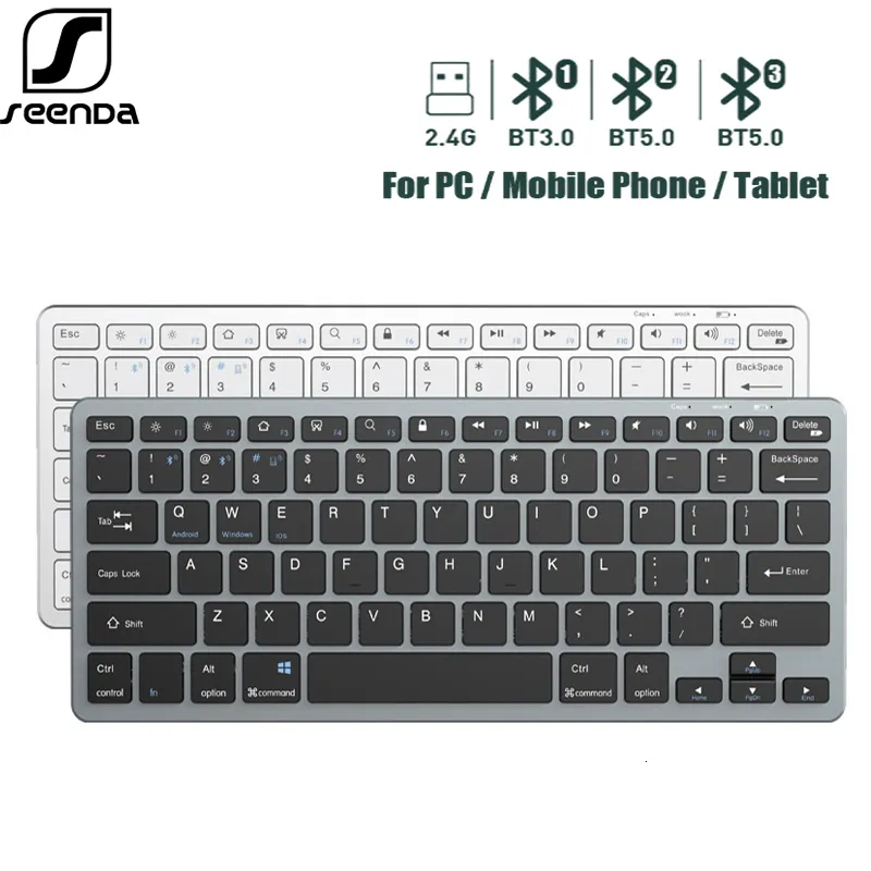 Keyboards SeenDa Bluetooth Keyboard Multi-Device Wireless Keyboard Mini Bluetooth 5.0 2.4G Wireless Keyboard Compatible with Mac Laptop 230715