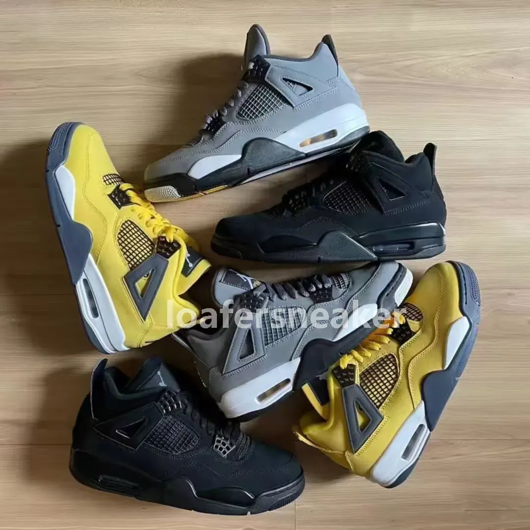 Jumpman 4S Herren-Basketballschuhe, Militär, schwarze Katze, Segeltuch, Universitätsblau, Rot, Donner, Kaktus, Jack, Männer und Frauen, Trainer, Outdoor, weißes Segel