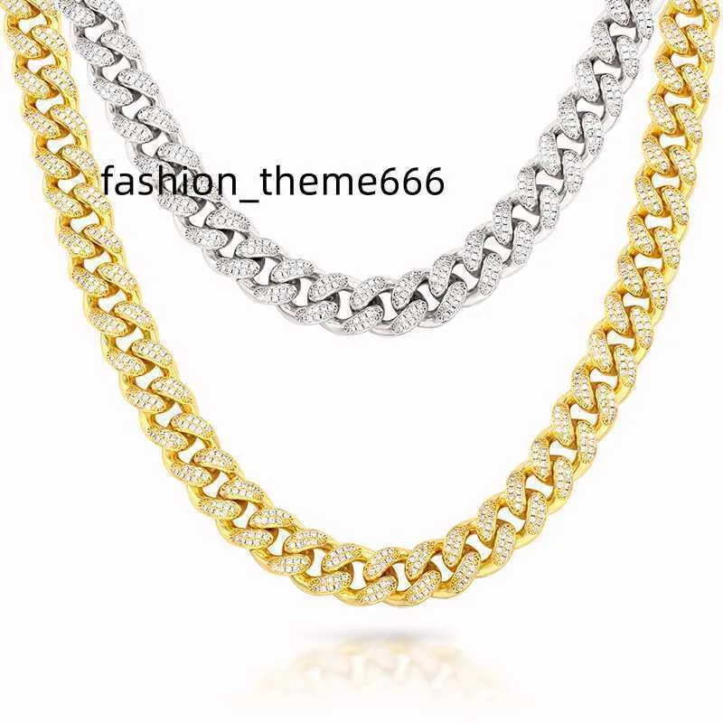 Braccialetti con ciondoli Catena a maglie cubane di alta qualità Grandi catene pesanti in oro bianco Collana placcata in argento