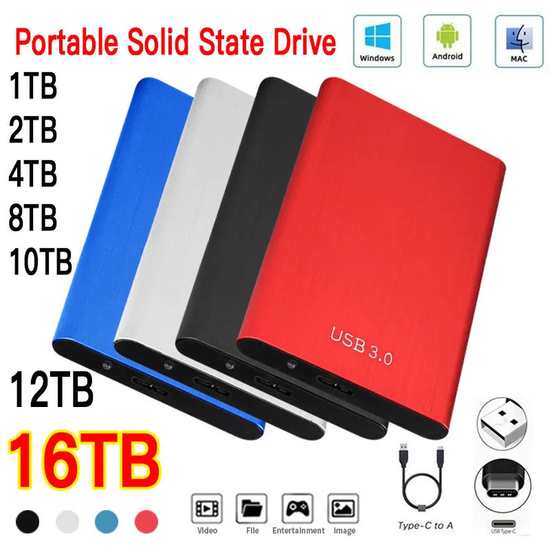 Hard Drives External Hard Drive Original 1TB Portable SSD Hard Disk USB 3.0 High Speed FAST FILE TRANSFERS 500GB for LaptopDesktop Storage 230714