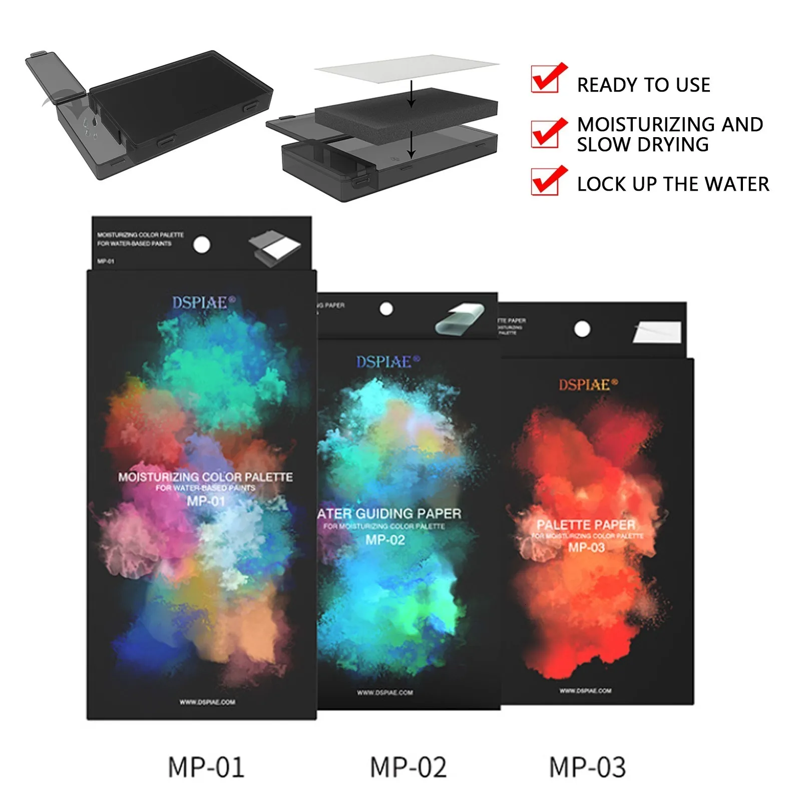 Bloktoebehoren Dspiae MP Handgecoat model Kwast Vochtinbrengend kleurenpalet voor watergedragen verven Watergeleidend papier Paletpapier 230714