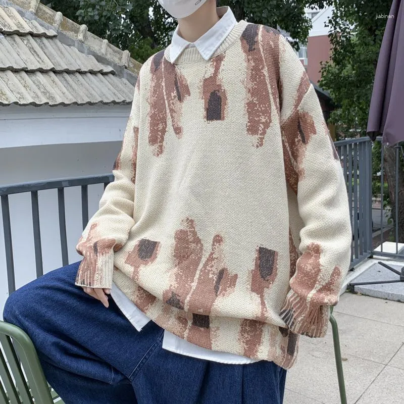 Pulls pour hommes Automne et hiver Pull Tie-dye Crewneck Ins Street Hip-hop Tendance Loose Harajuku Style Casual Pull Tricots Jeunesse Fa