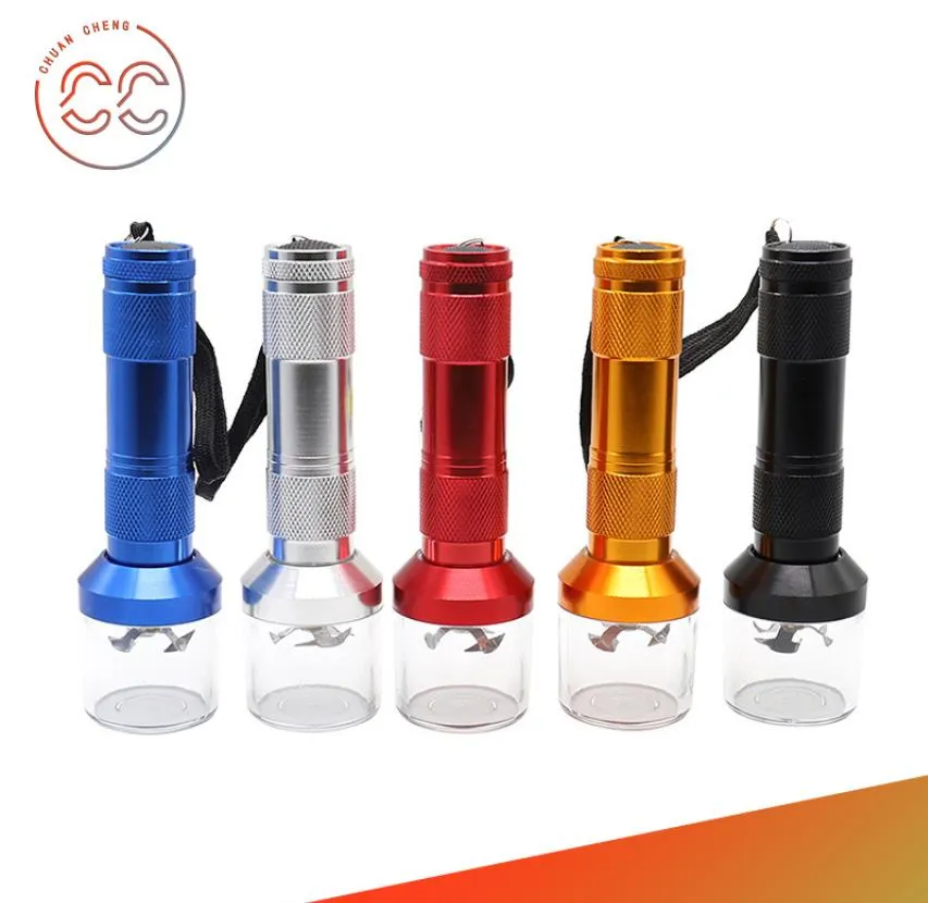 Smoking pipes Convenient flashlight cigarette grinder Aluminum alloy automatic cigarette grinder Electric Metal tobacco grinder