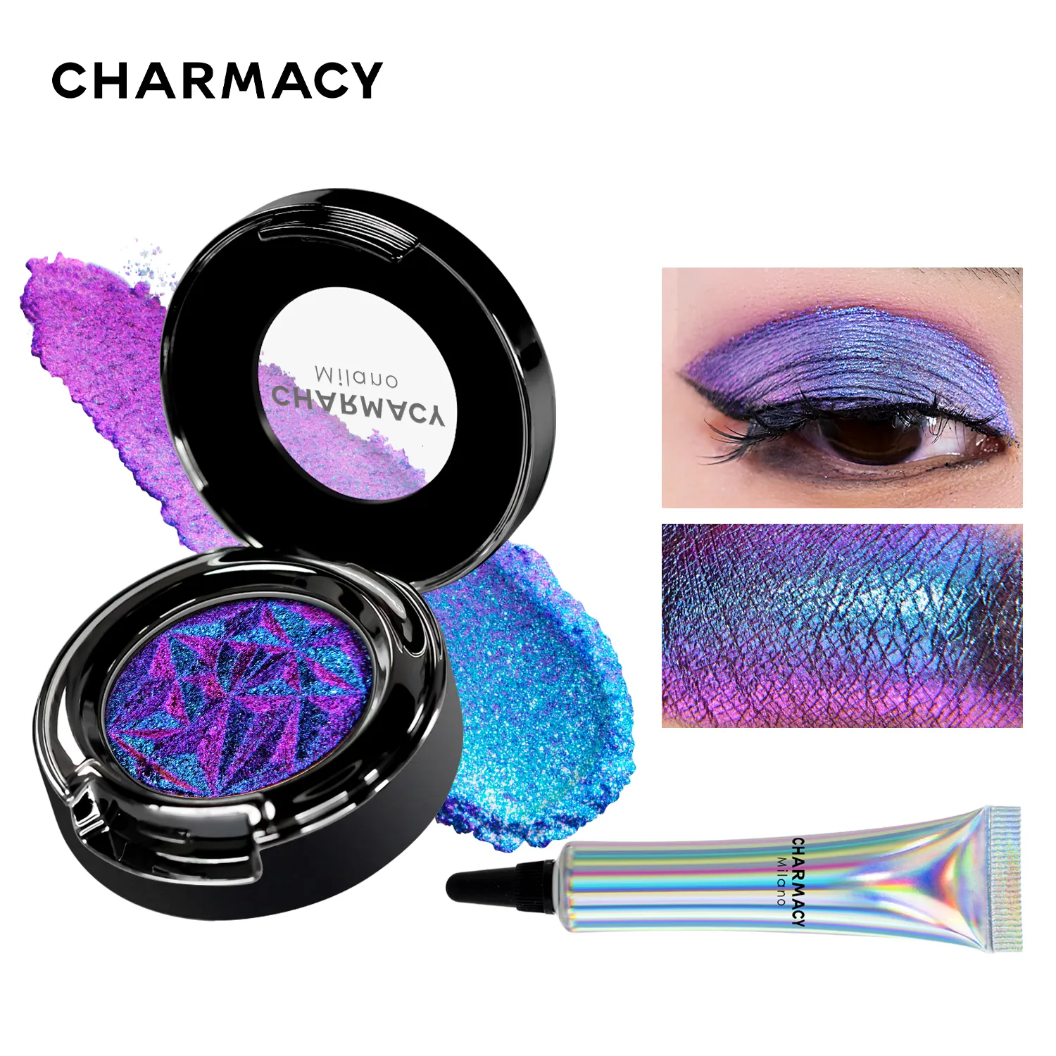 Ombretto CHARMACY Shiny Duochrome Eyeshadow Set Ombretti glitterati di alta qualità a lunga durata con primer Trucco cosmetico per donna 230715
