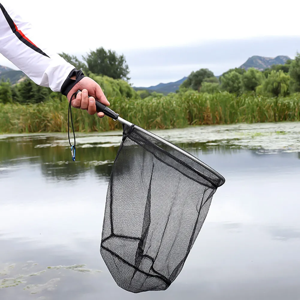 Fishing Accessories 1/Fly Fishing Net Folding Dip Net Outdoor Fishing Rubber  Non Slip Aluminum Alloy Pole Handle Large Catching Fish Mesh 230715 From  Diao09, $11.13