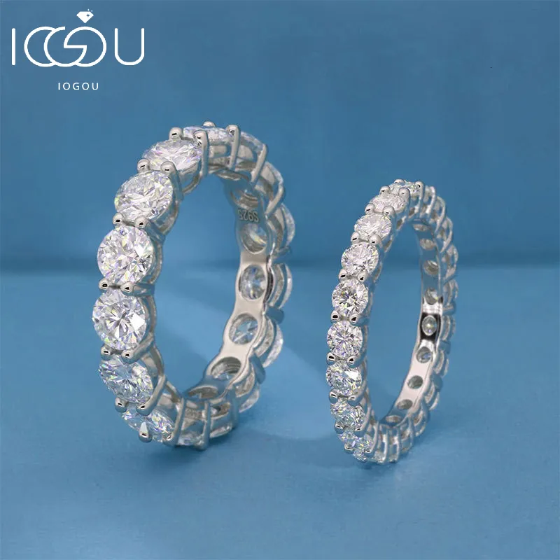 Trauringe IOGOU Personalisierte Vollbänder 925 Sterling Silber Ring für Frauen Mädchen Feiner Schmuck 5mm m D 230714