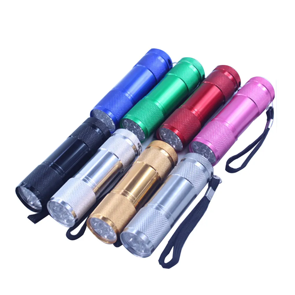 9LED Lampe de poche LED UV Light Lampe torche Lampe de poche en aluminium 395NM