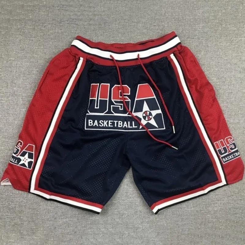 Shorts Masculino Shorts de Basquete Oversize Men Legend USA 1992 Dream Team Feminino Esporte Calças de Praia Hip Hop Bolso Middle Street 230714