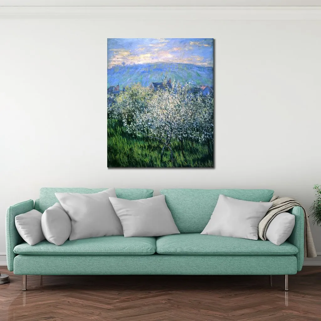 Сливы расцветают вручную вручную Claude Monet Canvas Art Импрессионист