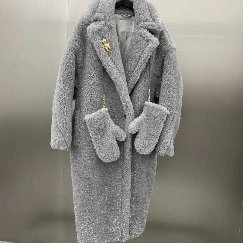 Luxury Wool Teddy Coat Max Designer Cardigan Jacket Winter Fashion Warm Woolen Coats Long Windbreaker American Women Clothing USA Size