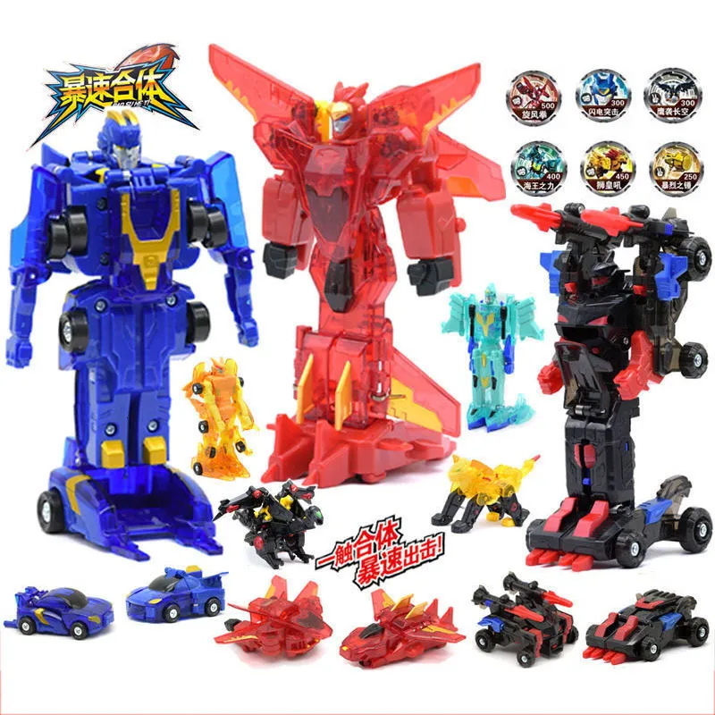 Figurines militaires Burst Speed Wild Merge Deformation Robot Jouet Voiture Figurines Flips Capture Transformer Robot Voiture Pour Enfants Jouets Cadeau D'anniversaire 230714