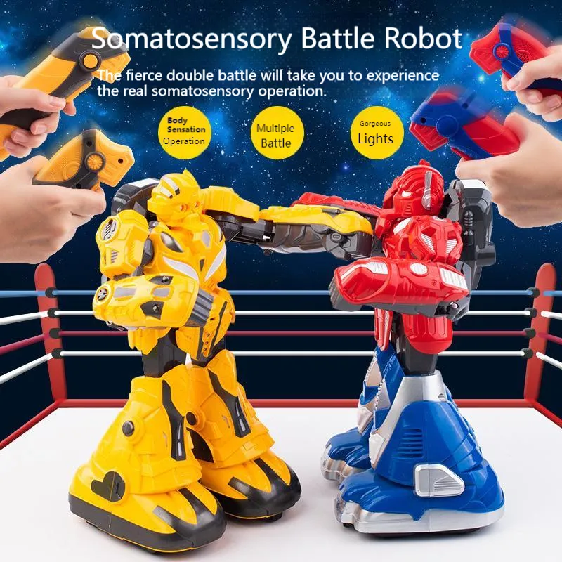 RC Robot 2.4g Parco divertimenti Induzione somatosensoriale Robot da battaglia Musica Illuminazione Coppia grande Battaglia interattiva Boxe Giocattoli Regalo di compleanno 230714