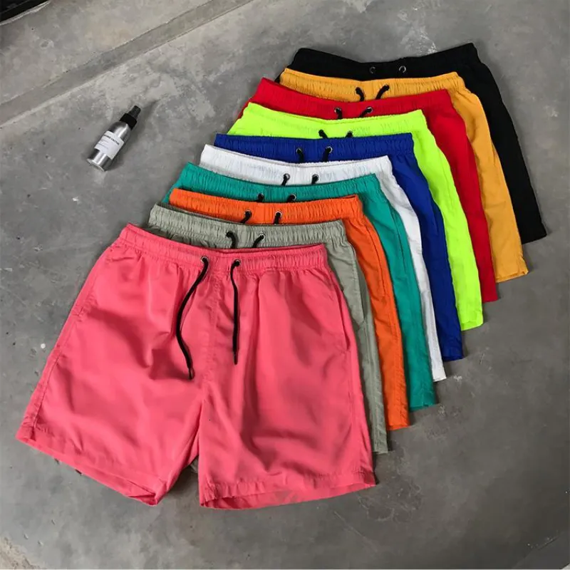 Mens Shorts Handsome Running Solid Color Sports Tripartite Pants Candy Loose Relaxed Straight Leg Drawstring Fashion Shor 230714