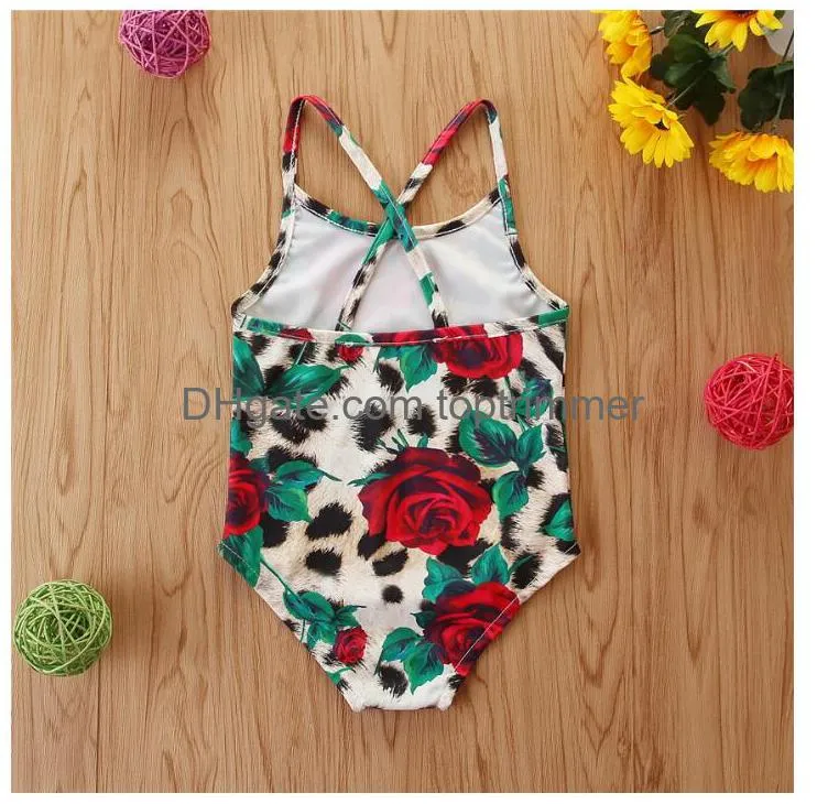 One-Pieces Swim Baby & Kids Clothing Baby, Maternity Girl Swimwear Children Swimsuit Toddler Girls Clothes Leopard Floral One Piece 2-6T