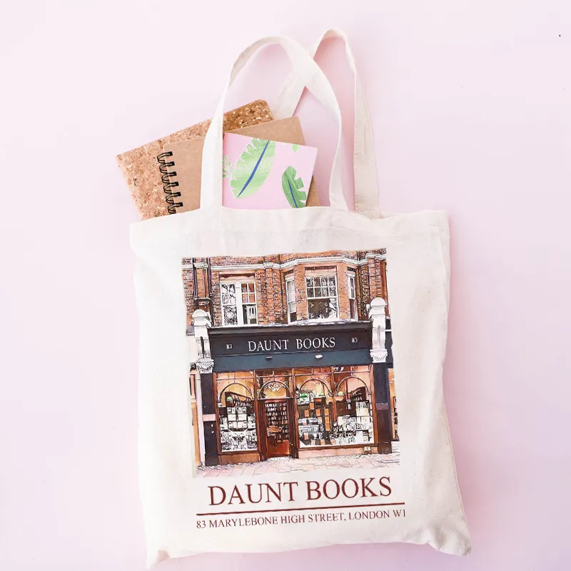 tote bag 1pc Daunt Book Print Women Canvas Shoulder Bag Print Ladies Shopping Bags Cotton Fabric Grocery Handbags Tote Bookbag For Girls